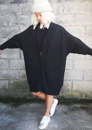 COZY CARDIGAN - KNIT PEARL black - BERENIK