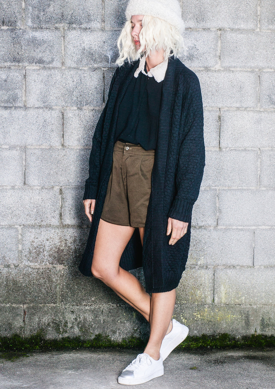 COZY CARDIGAN - KNIT PEARL black - BERENIK