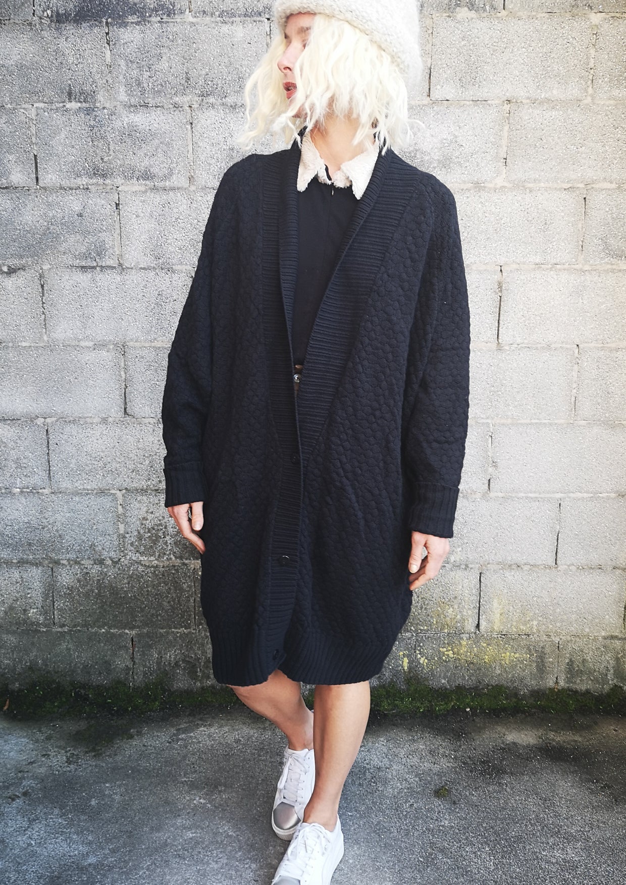 COZY CARDIGAN - KNIT PEARL black - BERENIK