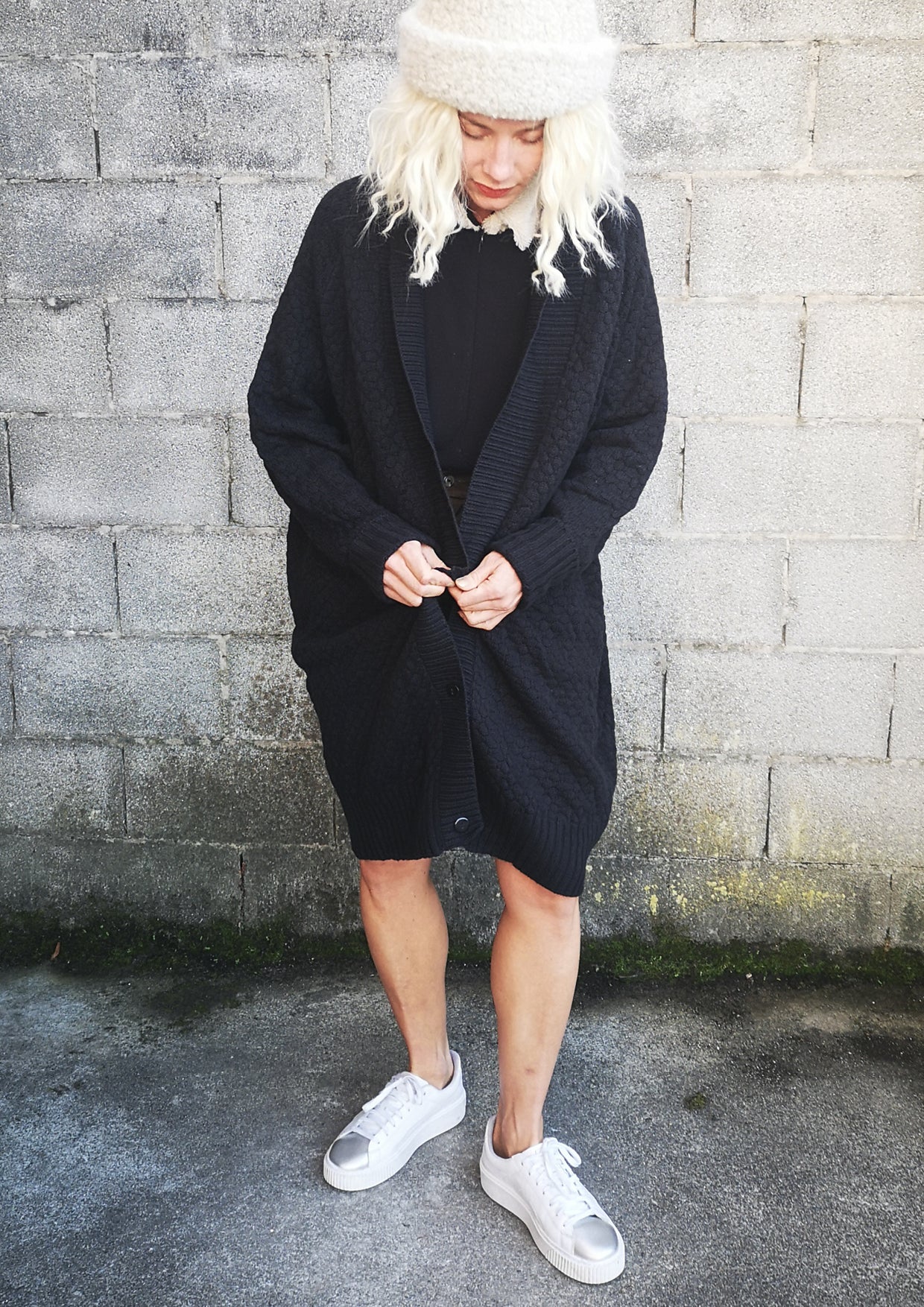 COZY CARDIGAN - KNIT PEARL black - BERENIK