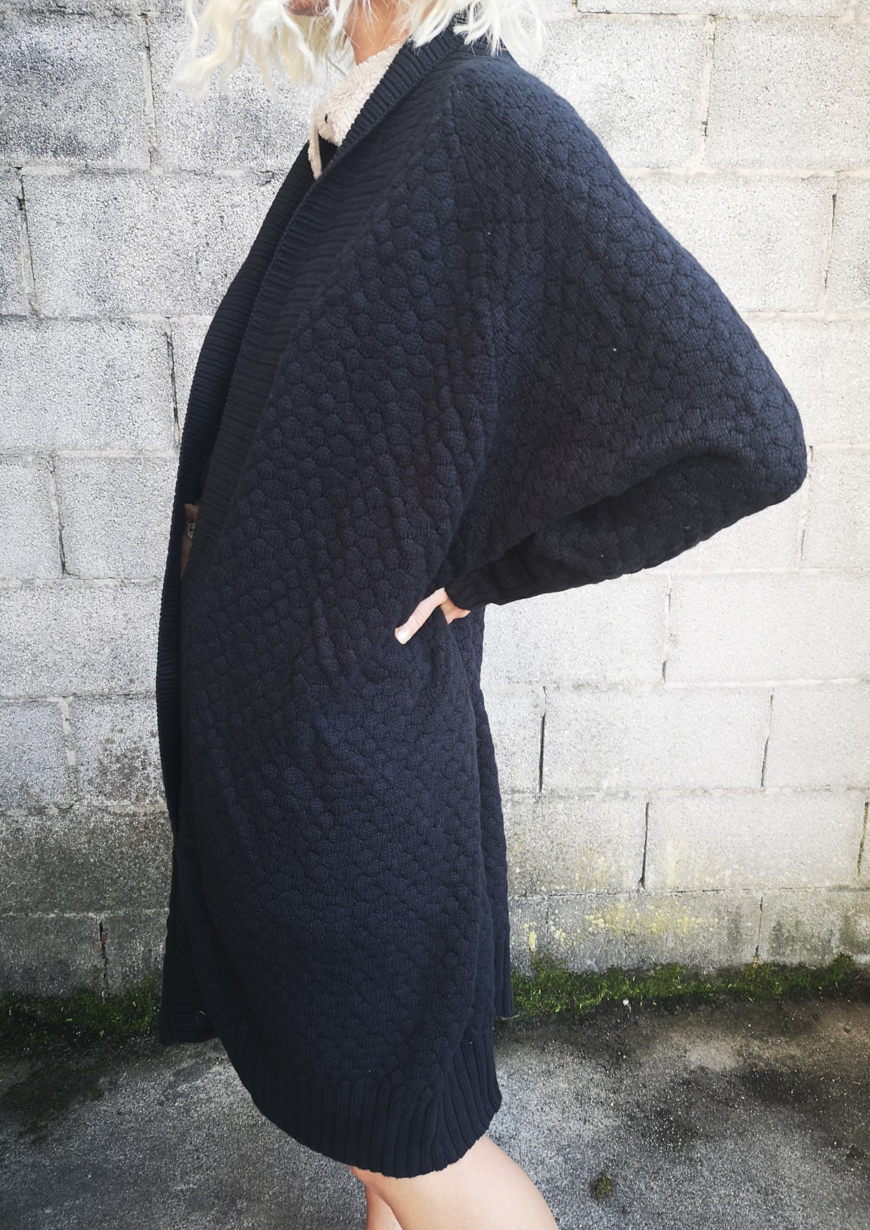 COZY CARDIGAN - KNIT PEARL black - BERENIK