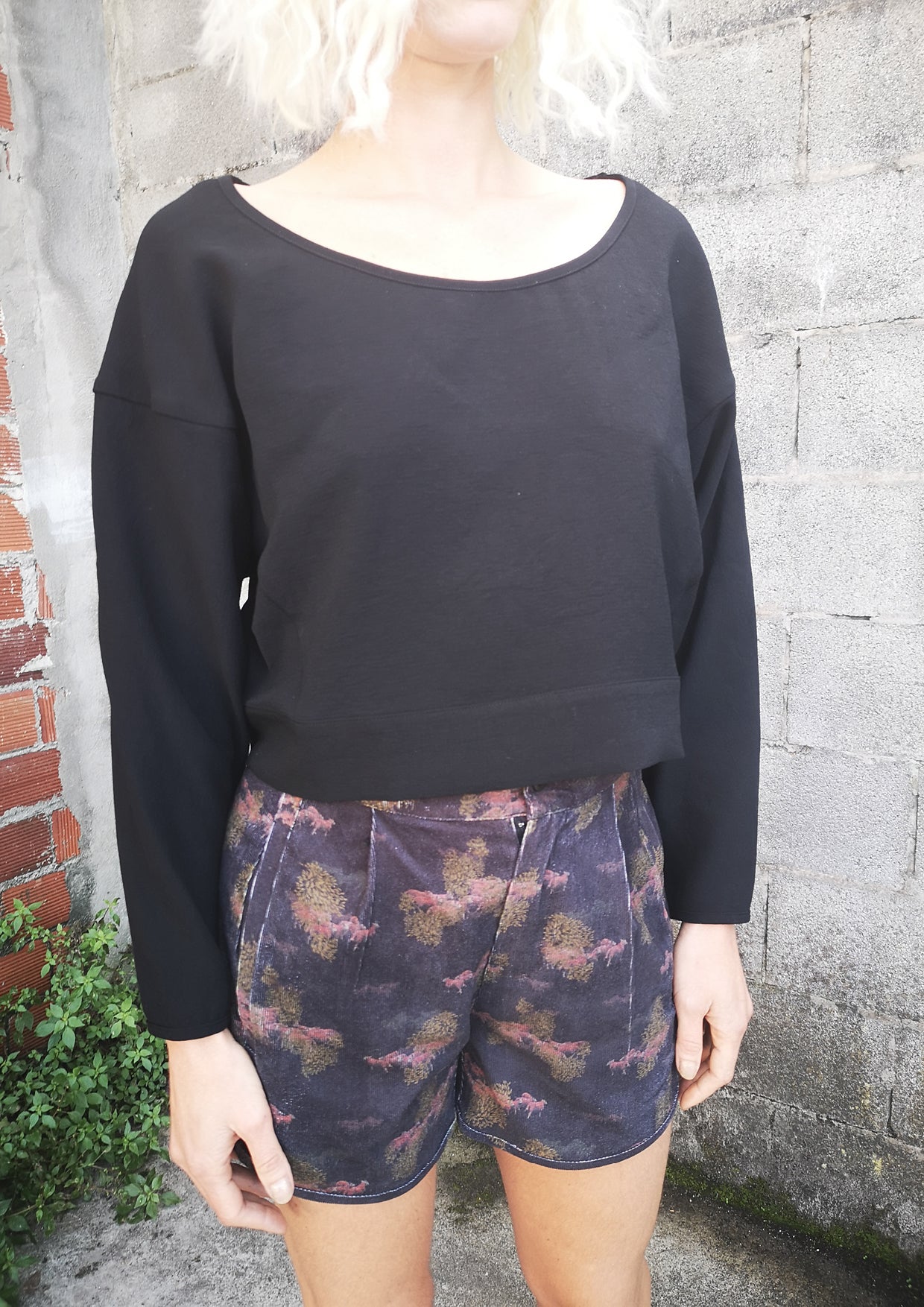 TOP LONG SLEEVES BLACK PLAIN ALL SEASON - VINTAGE CREPE black - BERENIK