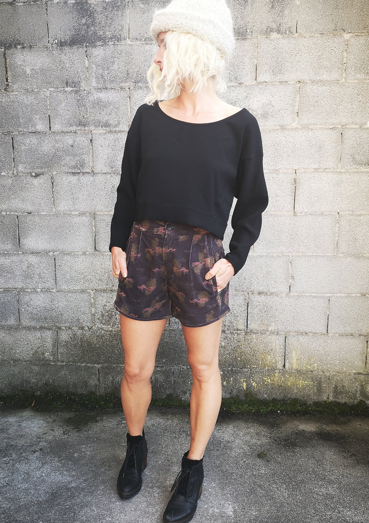 TOP LONG SLEEVES BLACK PLAIN ALL SEASON - VINTAGE CREPE black - BERENIK