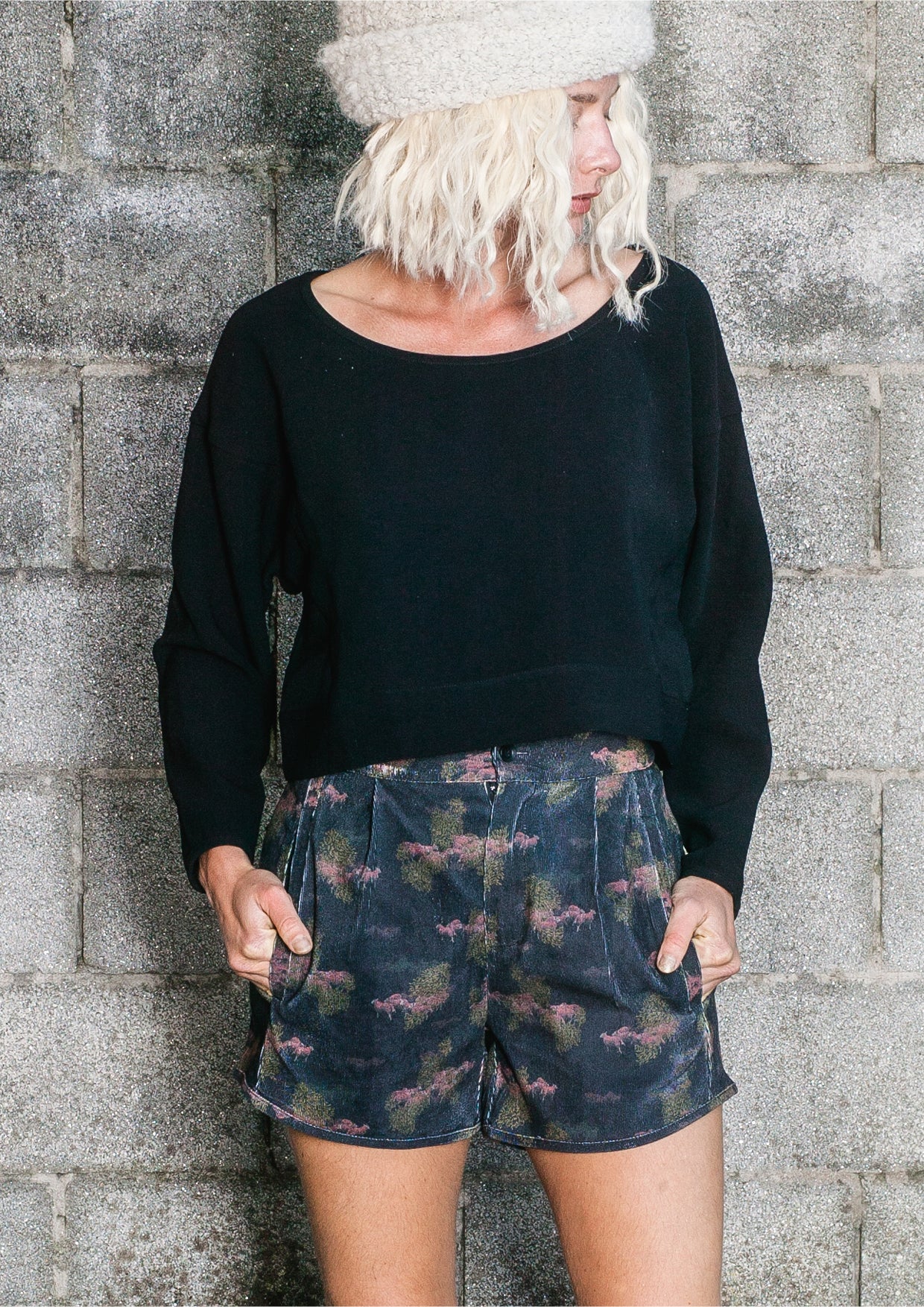 TOP LONG SLEEVES BLACK PLAIN ALL SEASON - VINTAGE CREPE black - BERENIK