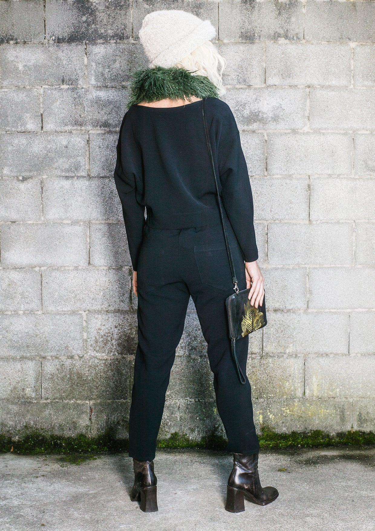 SCARF - FAUX FUR SHAGGY dark green - BERENIK