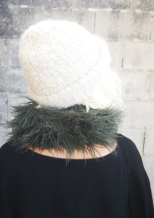 SCARF - FAUX FUR SHAGGY dark green - BERENIK