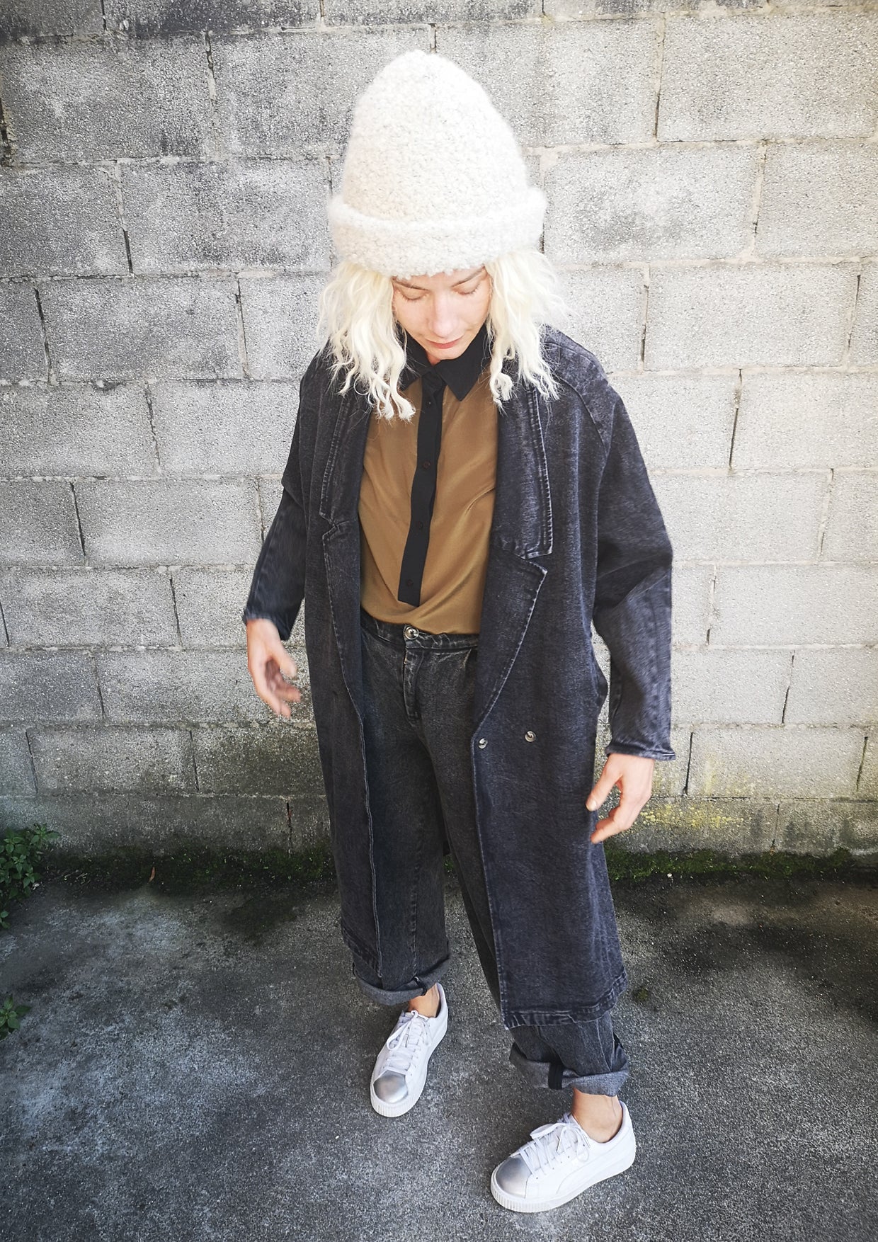 COAT LONG REVERS - DENIM washed black - BERENIK
