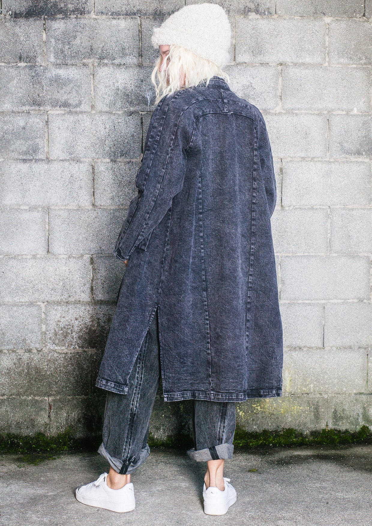 COAT LONG REVERS - DENIM washed black - BERENIK
