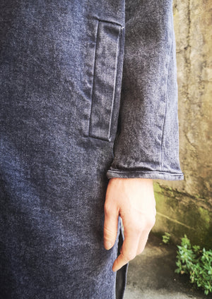 COAT LONG REVERS - DENIM washed black - BERENIK