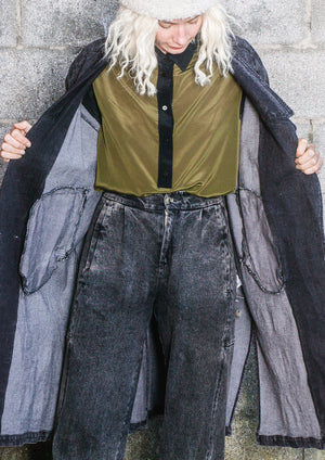 COAT LONG REVERS - DENIM washed black - BERENIK