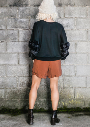 LIMITED EDITION - SWEATER FAUX FUR SLEEVES - black - BERENIK