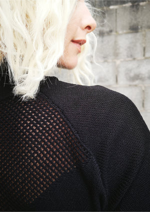 WINTER SHIRT TURTLENECK STRETCH - KNIT TRANSPARENT black - BERENIK