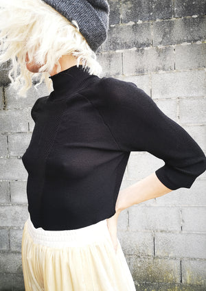 WINTER SHIRT TURTLENECK STRETCH - KNIT TRANSPARENT black - BERENIK