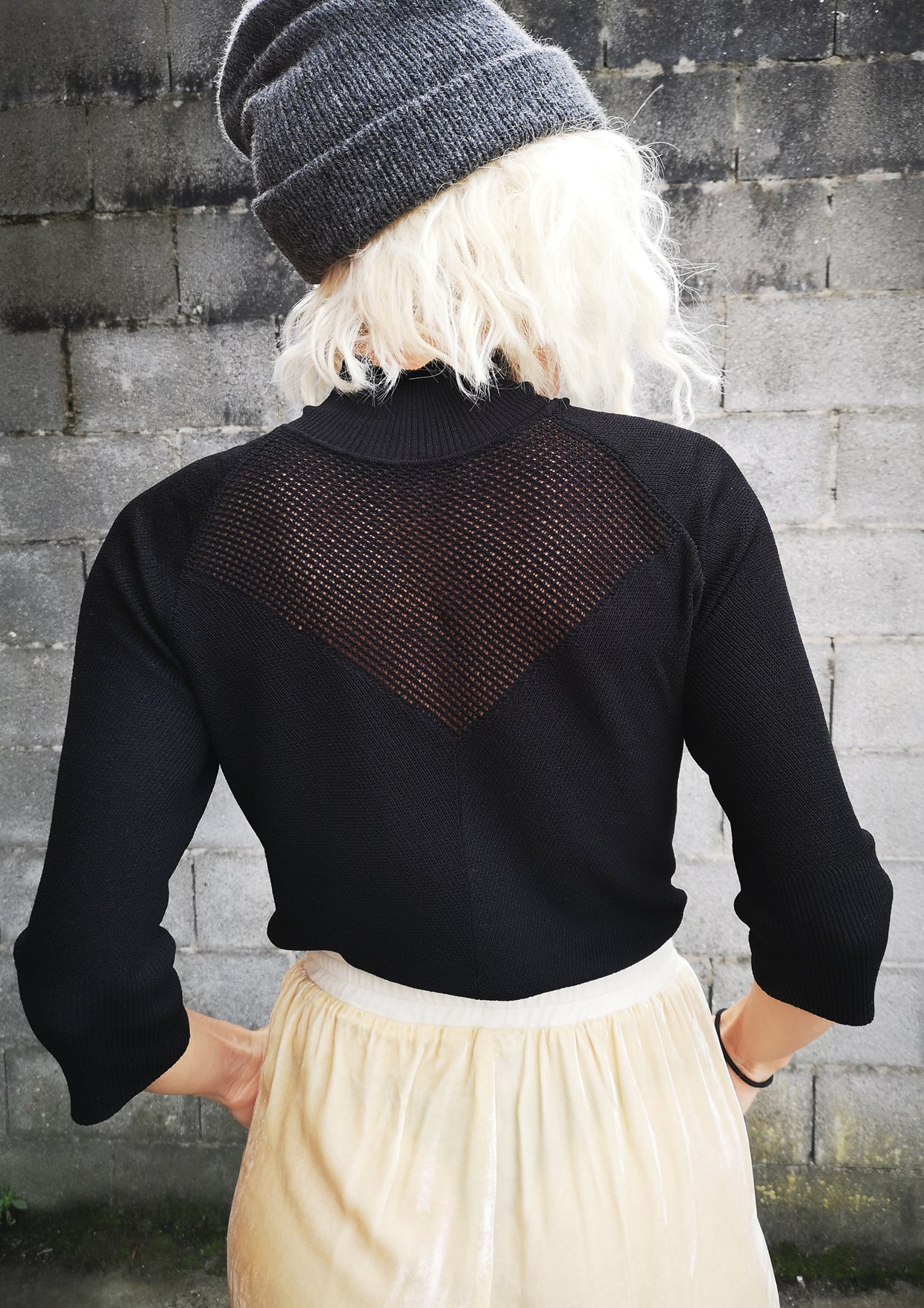 WINTER SHIRT TURTLENECK STRETCH - KNIT TRANSPARENT black - BERENIK