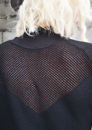 WINTER SHIRT TURTLENECK STRETCH - KNIT TRANSPARENT black - BERENIK