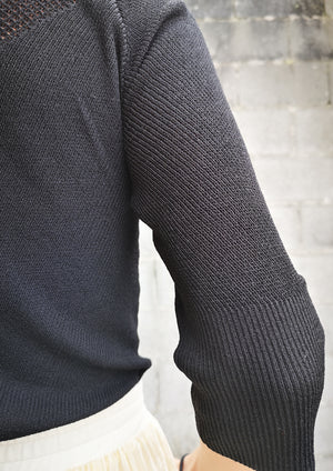 WINTER SHIRT TURTLENECK STRETCH - KNIT TRANSPARENT black - BERENIK
