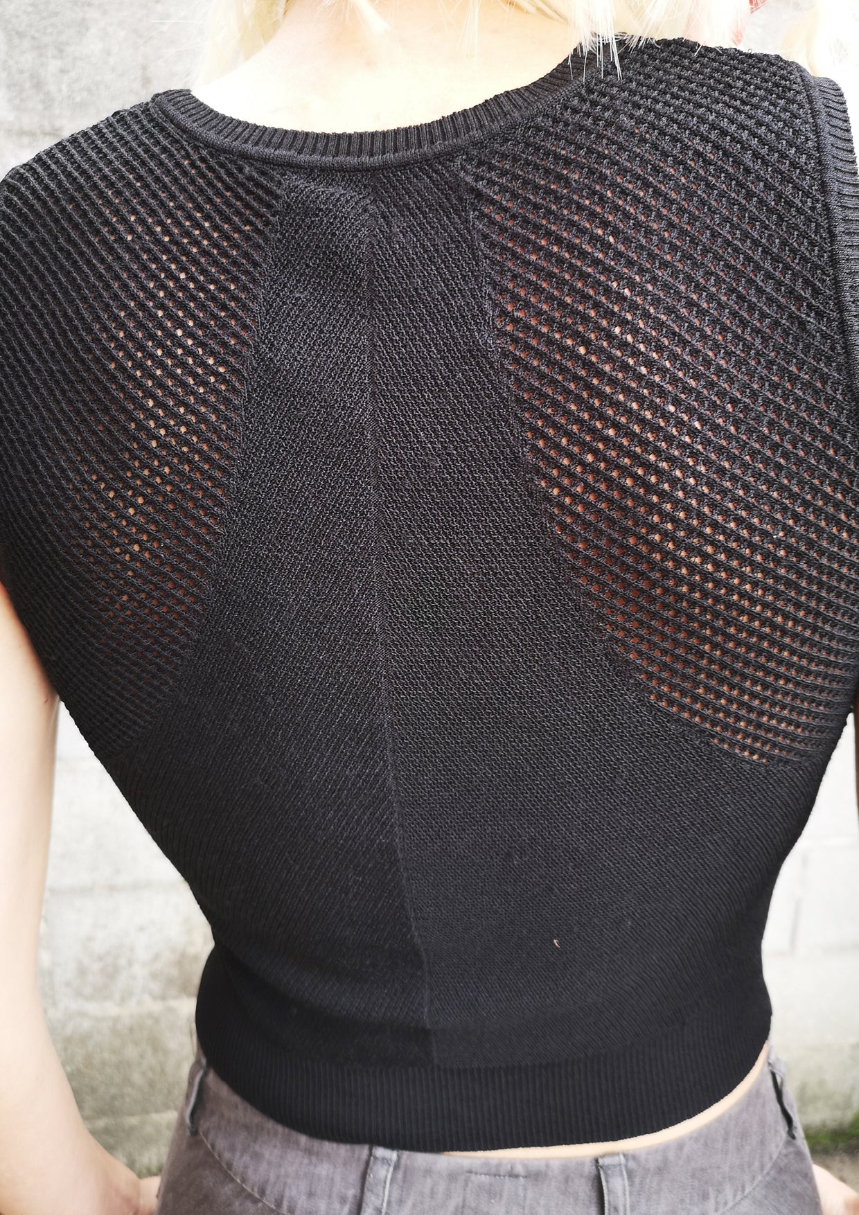SHIRT SLEEVELESS STRETCH - KNIT black - BERENIK