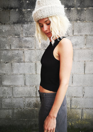SHIRT SLEEVELESS STRETCH - KNIT black - BERENIK