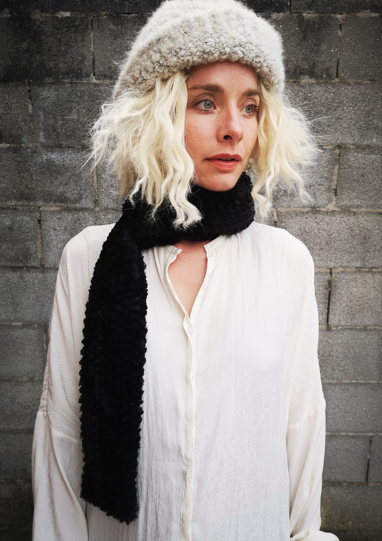 SCARF - FAUX RHOMB FUR black - BERENIK