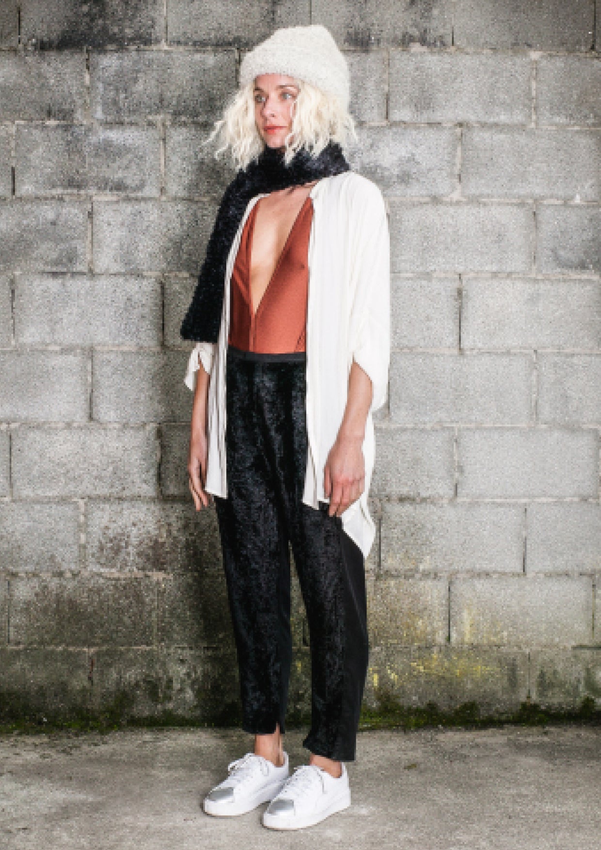 SCARF - FAUX RHOMB FUR black - BERENIK