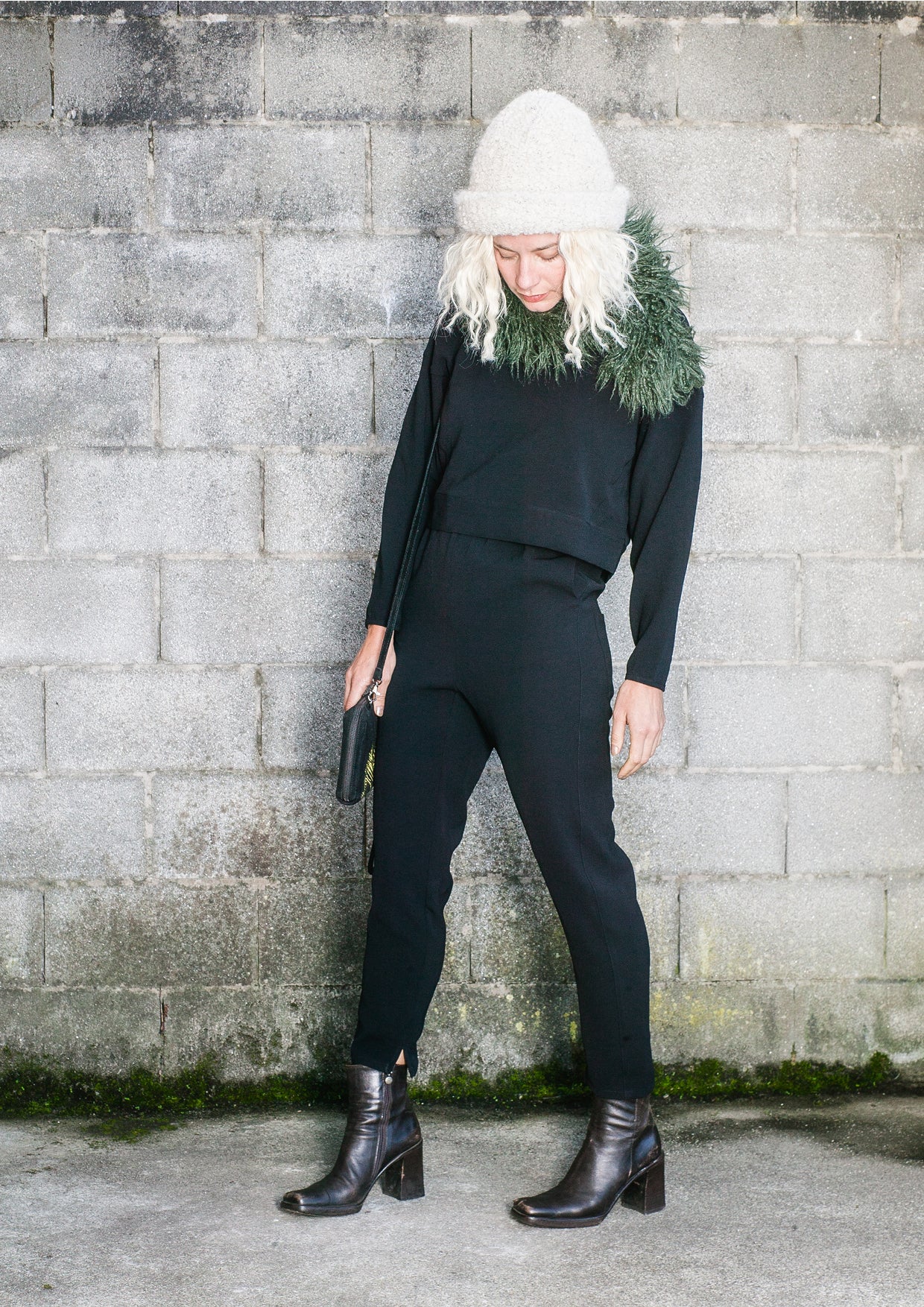 TOP LONG SLEEVES BLACK PLAIN ALL SEASON - VINTAGE CREPE black - BERENIK