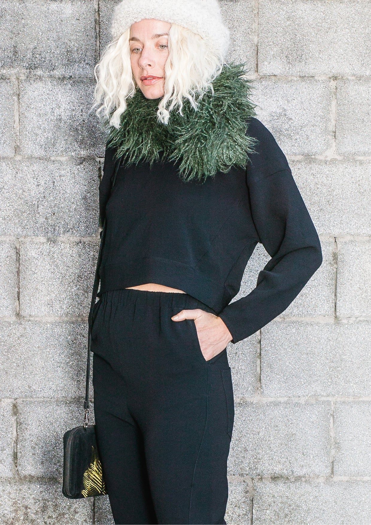 TOP LONG SLEEVES BLACK PLAIN ALL SEASON - VINTAGE CREPE black - BERENIK