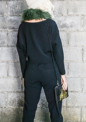 TOP LONG SLEEVES BLACK PLAIN ALL SEASON - VINTAGE CREPE black - BERENIK