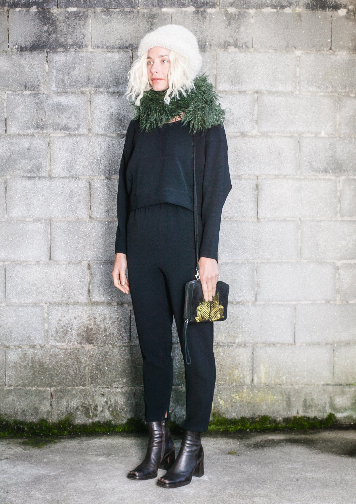 TOP LONG SLEEVES BLACK PLAIN ALL SEASON - VINTAGE CREPE black - BERENIK