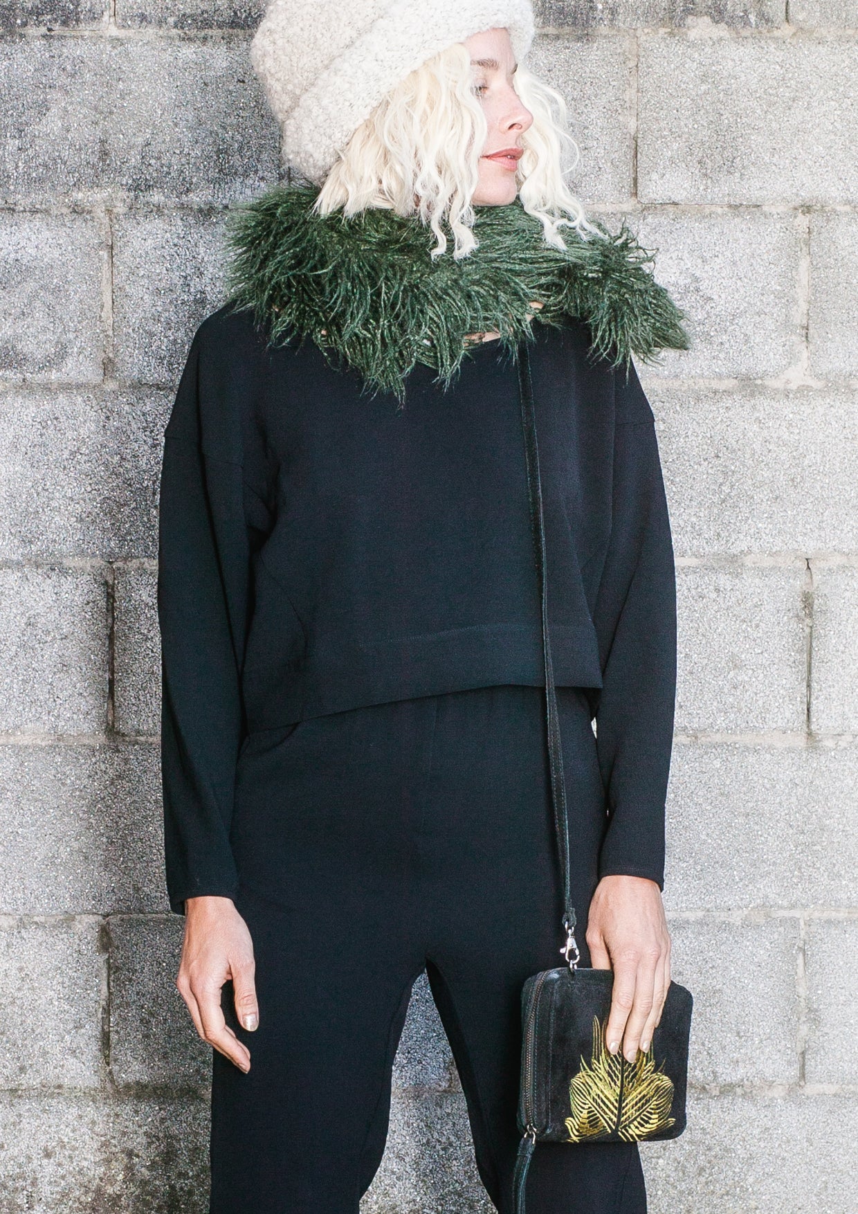 TOP LONG SLEEVES BLACK PLAIN ALL SEASON - VINTAGE CREPE black - BERENIK