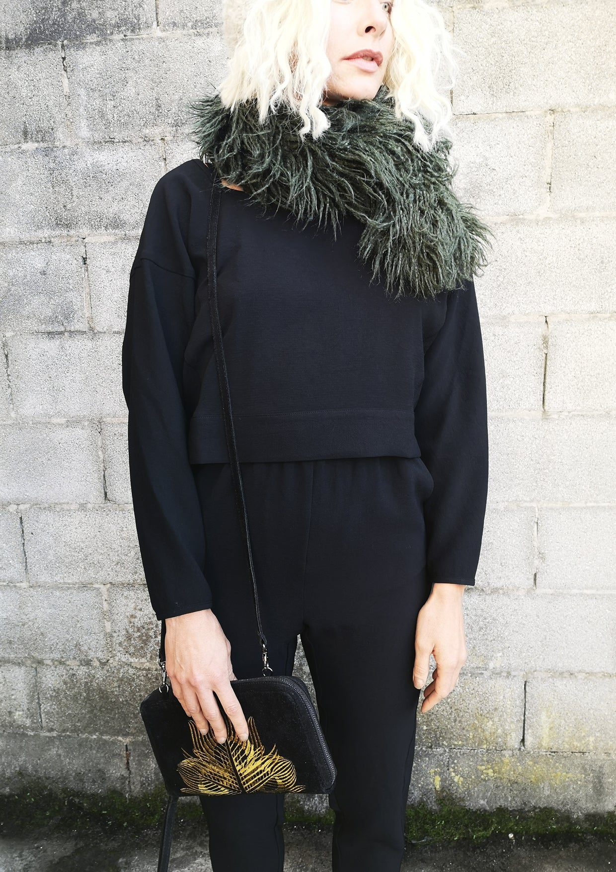 TOP LONG SLEEVES BLACK PLAIN ALL SEASON - VINTAGE CREPE black - BERENIK