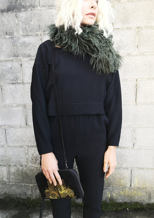 TOP LONG SLEEVES BLACK PLAIN ALL SEASON - VINTAGE CREPE black - BERENIK