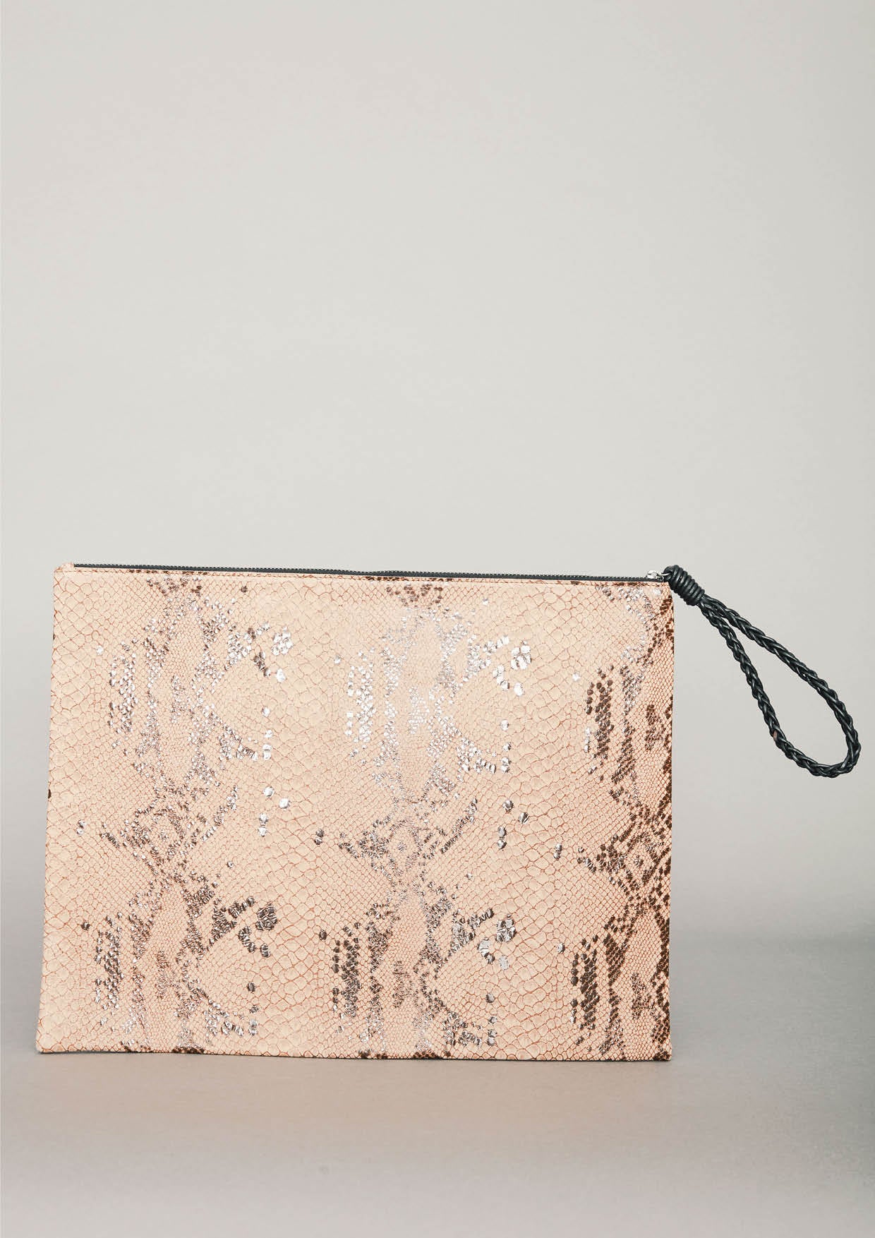 LAPTOP CASE - LEATHER printed snake beige/brown - BERENIK