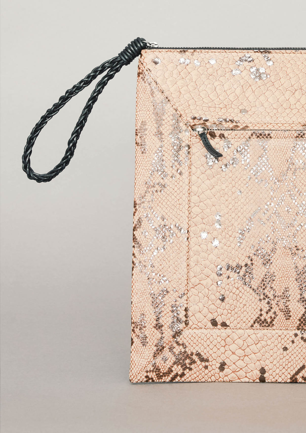 LAPTOP CASE - LEATHER printed snake beige/brown - BERENIK