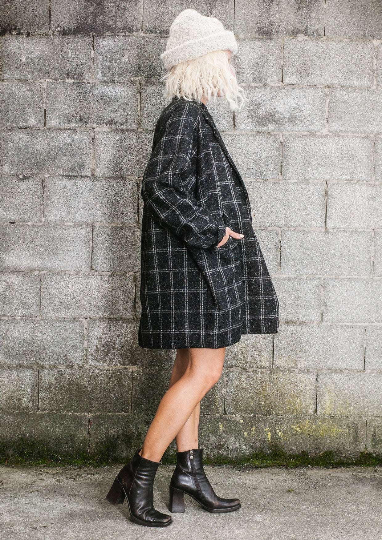 COAT TWEED - black/white - BERENIK