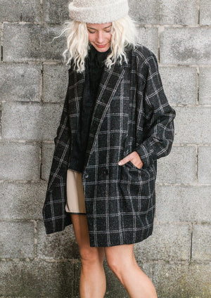 COAT TWEED - black/white - BERENIK