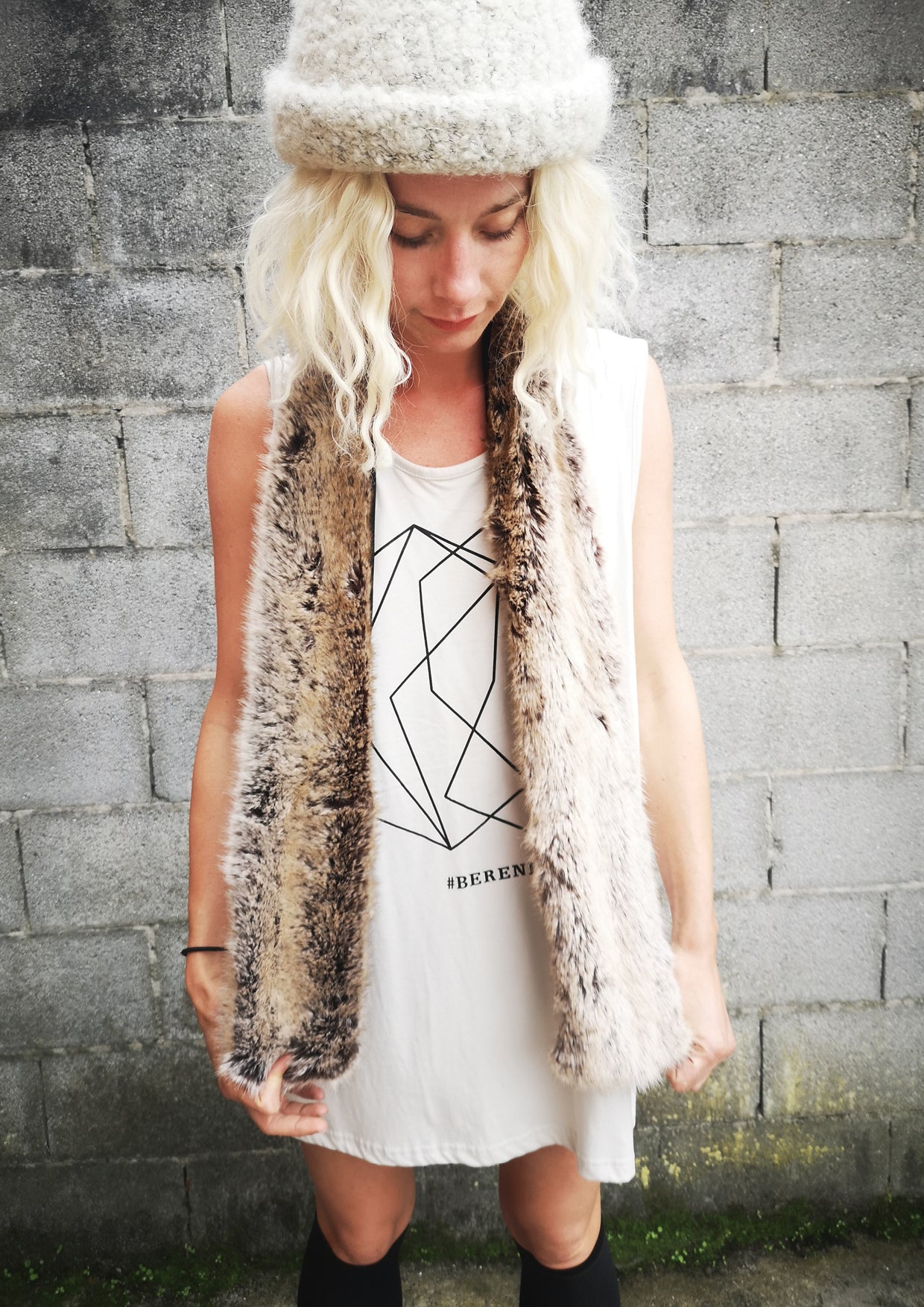 LIMITED EDITION - FAUX FUR SCARF - racoon - BERENIK