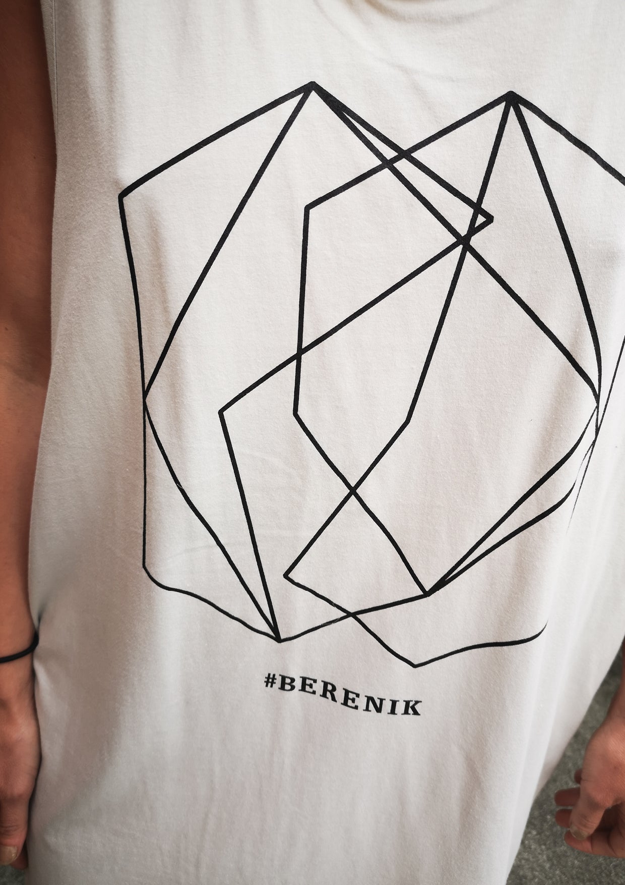 PRINT SHIRT / DRESS - SLEEVLESS COTTON light grey - BERENIK