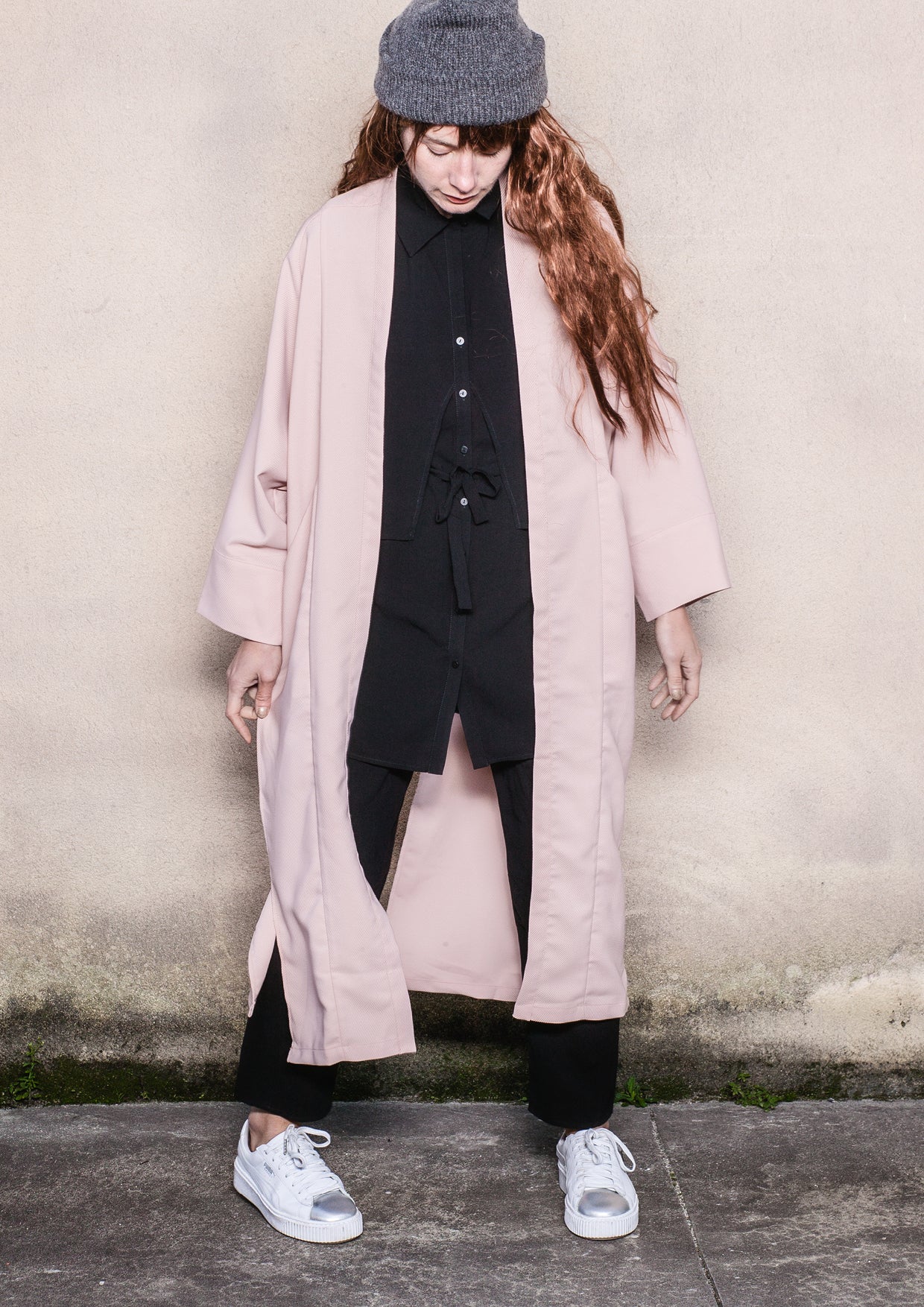 CARDIGAN LONG - TWILL BIAS nude - BERENIK