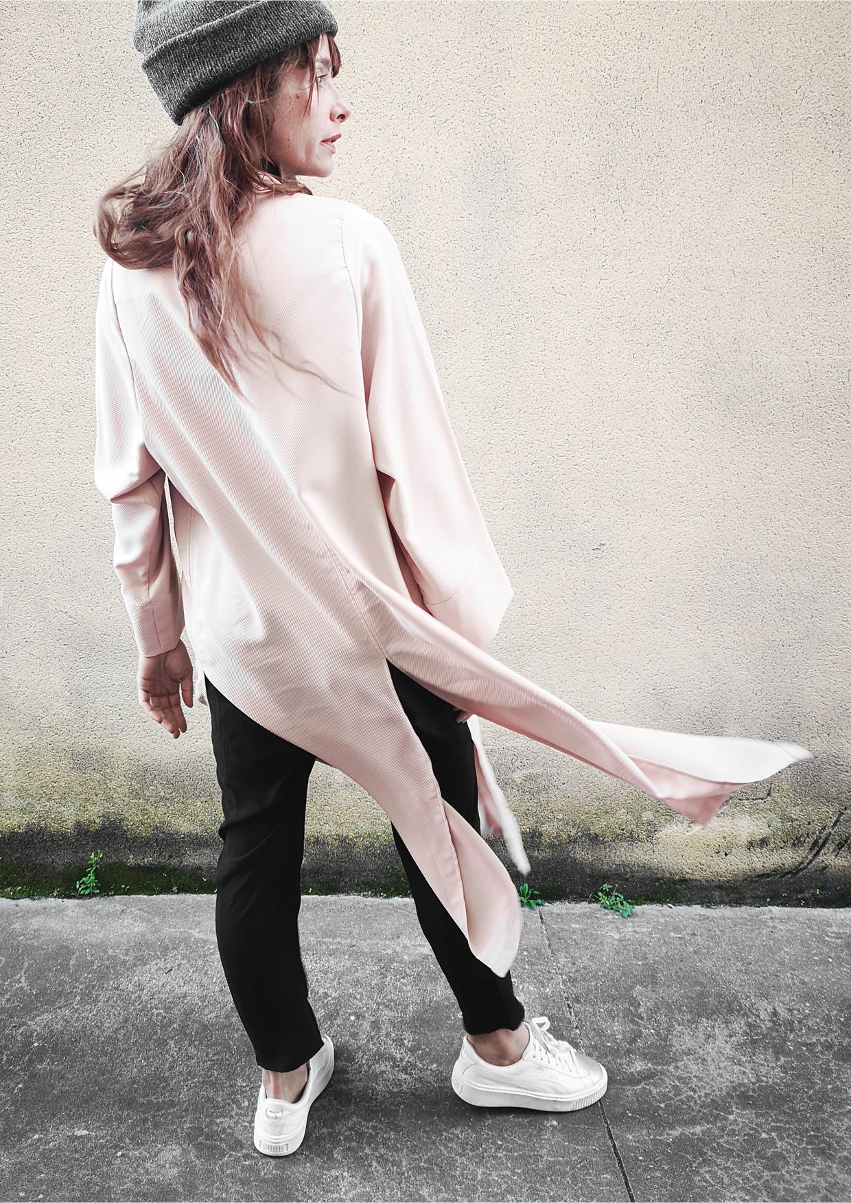 CARDIGAN LONG - TWILL BIAS nude - BERENIK