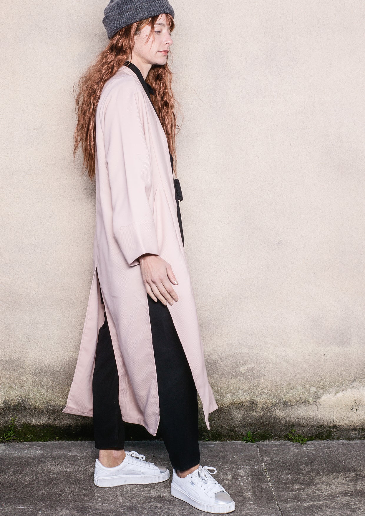 CARDIGAN LONG - TWILL BIAS nude - BERENIK