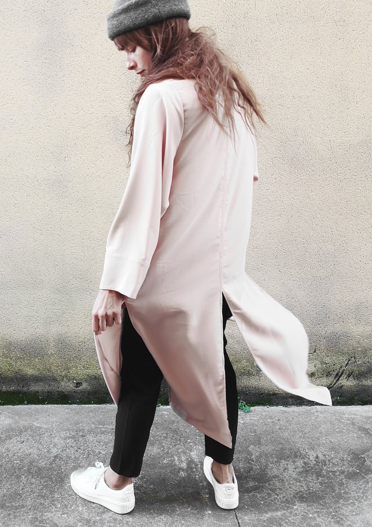 CARDIGAN LONG - TWILL BIAS nude - BERENIK