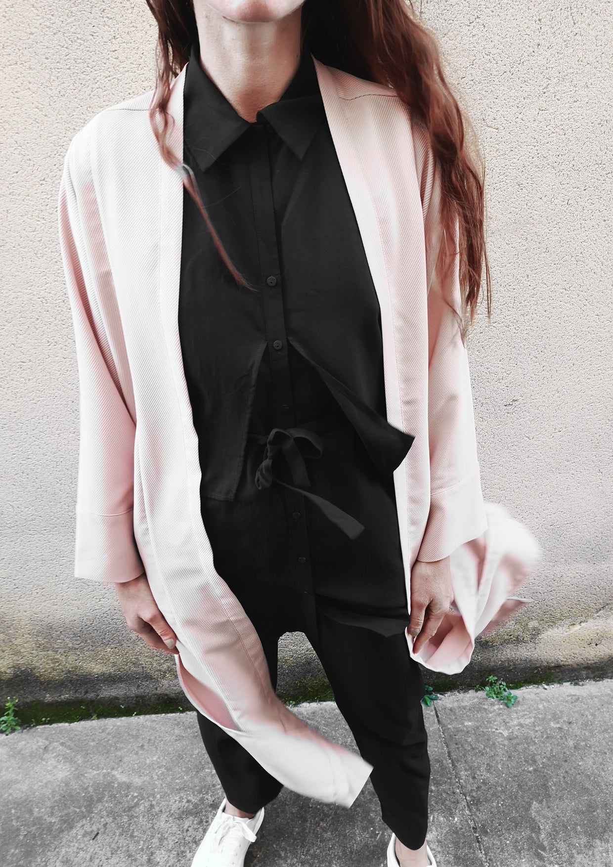 CARDIGAN LONG - TWILL BIAS nude - BERENIK