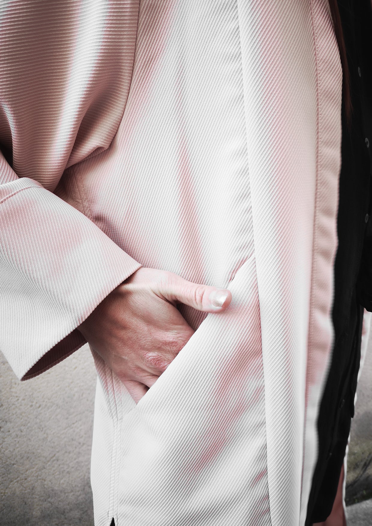 CARDIGAN LONG - TWILL BIAS nude - BERENIK