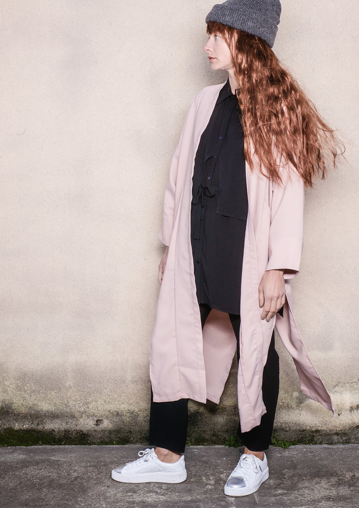 CARDIGAN LONG - TWILL BIAS nude - BERENIK