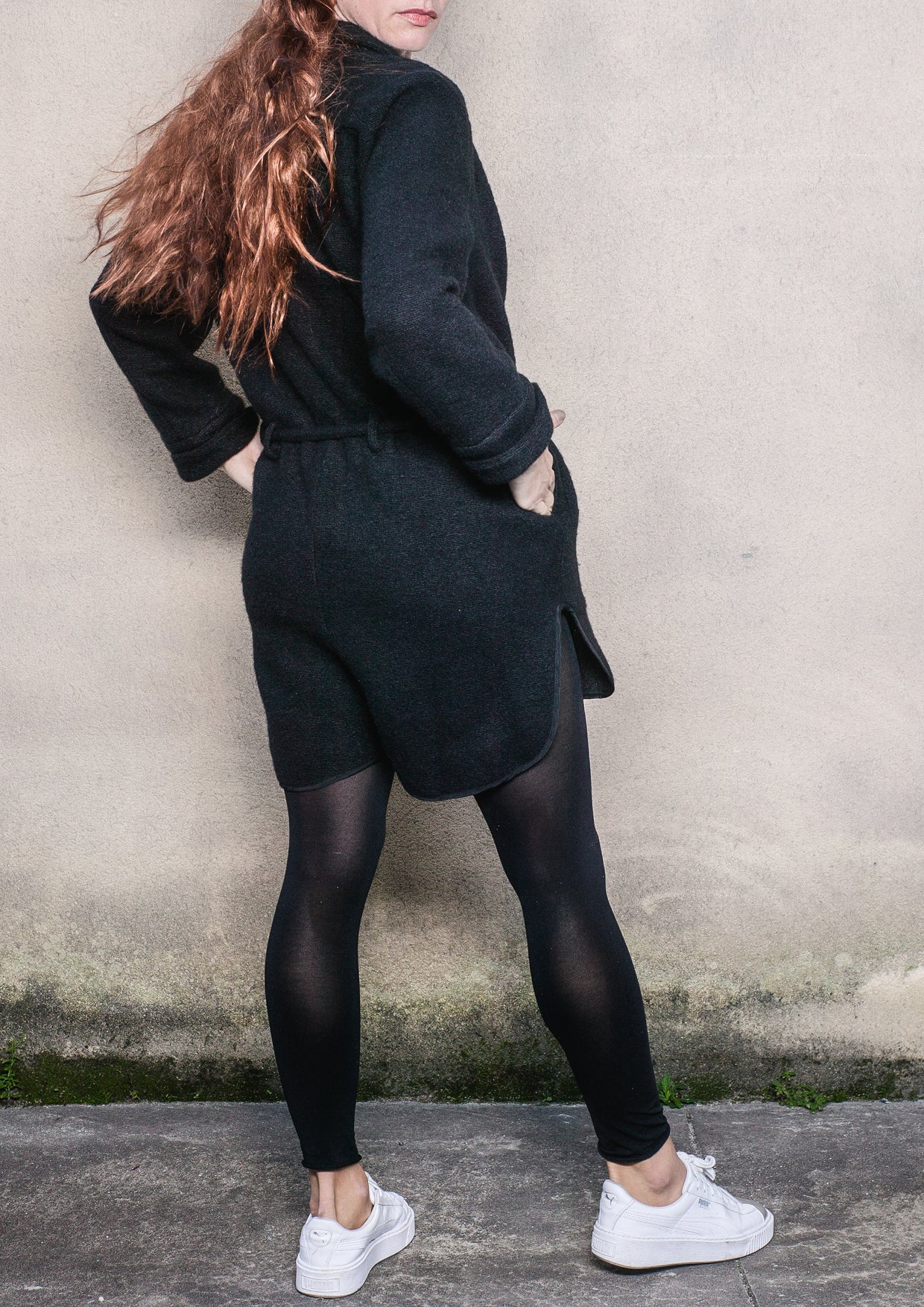 JUMPSUIT REVERS SHORT - WOOL BLEND black - BERENIK