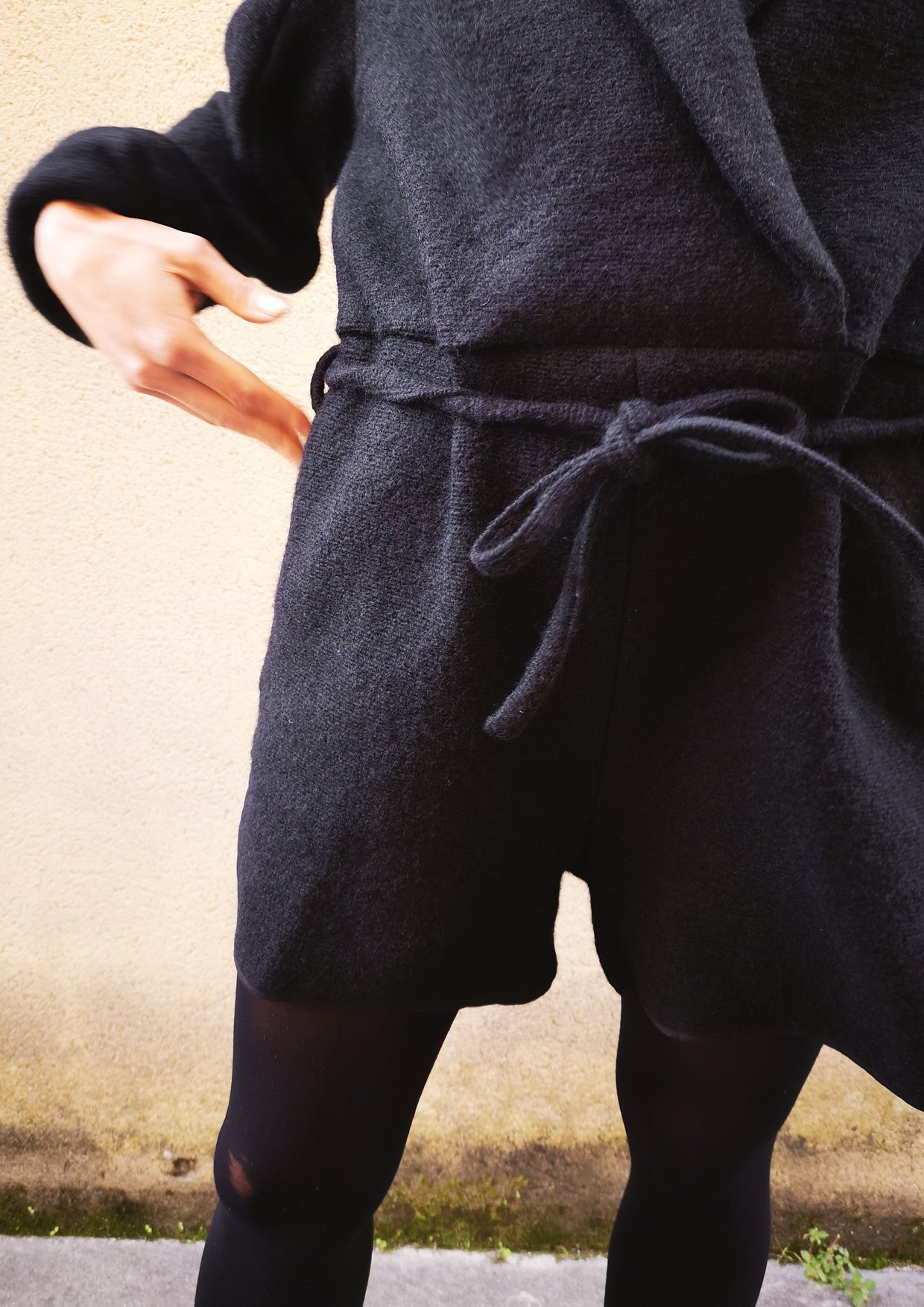JUMPSUIT REVERS SHORT - WOOL BLEND black - BERENIK
