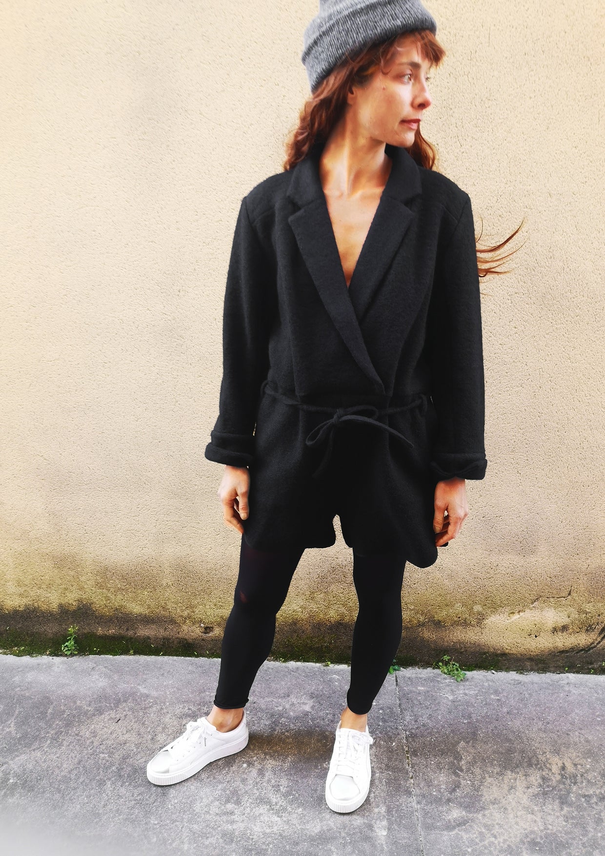 JUMPSUIT REVERS SHORT - WOOL BLEND black - BERENIK