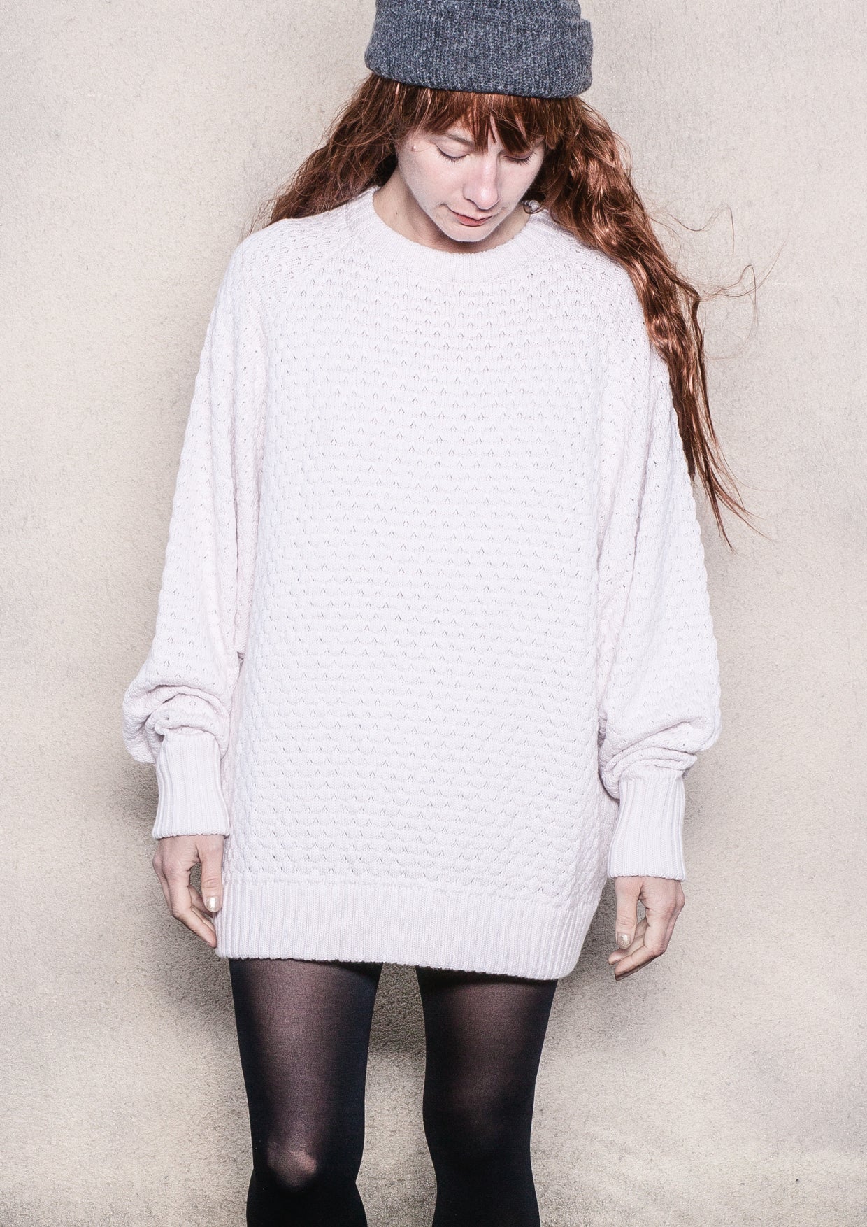 SWEATER OVERSIZE - KNIT PEARL ivory - BERENIK