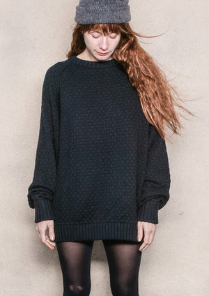 SWEATER OVERSIZE - KNIT PEARL black - BERENIK