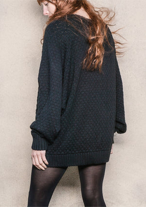 SWEATER OVERSIZE - KNIT PEARL black - BERENIK